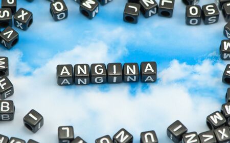 The word Angina on the sky backgroundの写真素材