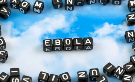 The word Ebola on the sky backgroundの写真素材