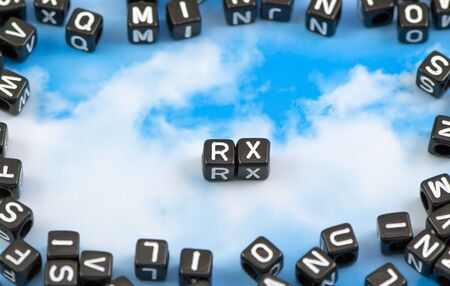 The word RX on the sky backgroundの写真素材