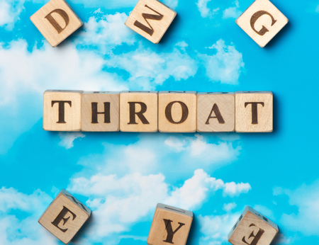 The word Throat on the sky backgroundの写真素材