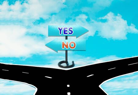 The choice between yes or no in concept formの写真素材