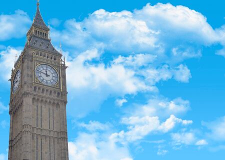 Postcard with Big Ben closeup, and a beautiful skyの写真素材
