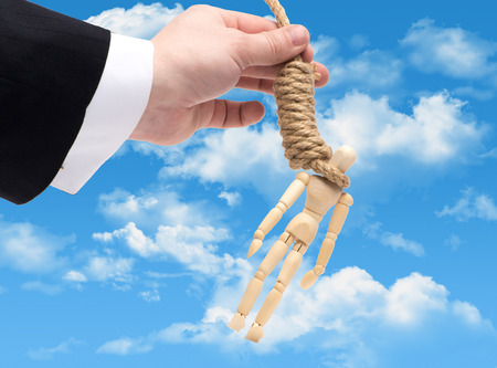 The man in the gallows as the debt problemsの写真素材
