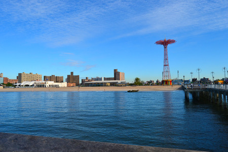 View of Brighton Beach from the seaの写真素材