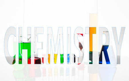 Word chemistry on a white backgroundの写真素材