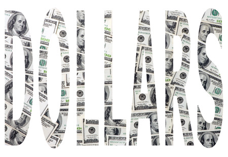 Word dollars on white backgroundの写真素材