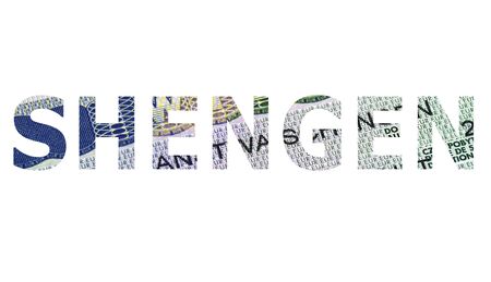 The word Schengen on a white backgroundの写真素材