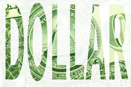Word dollar on white background