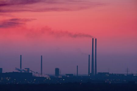 Industrial Skyline after Sunsetの写真素材