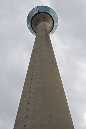 The Rhine Tower in Düsseldorf on a cloudy dayのeditorial素材
