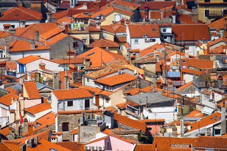 Roofs of a typical town in southern Europe (Piran)の写真素材