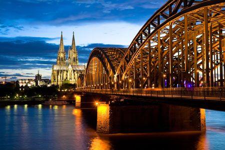 Cologne cathedral after sunsetの写真素材
