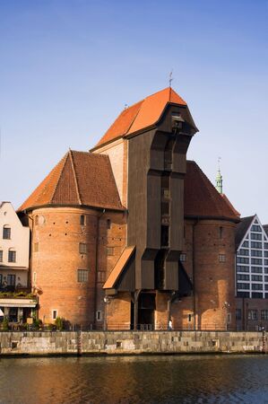 The medieval Crane of Gdansk の写真素材