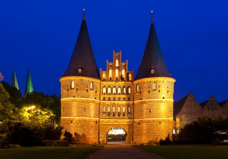 The Holsten Gate in LÃ¼beck, Germany.の写真素材