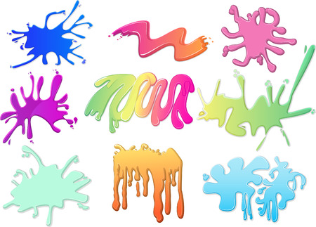 Nine Coloured Splash Set vector illustration.のイラスト素材