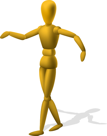 Artist Wooden Mannequin Figurine, vector illustration cartoon.のイラスト素材