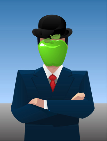 Businessman with apple head vector illustration.のイラスト素材