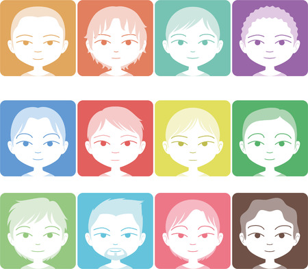 Head and Shoulder Multicolored Avatar Profile Pictures vector illustration cartoon.のイラスト素材