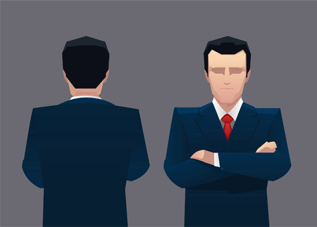 Businessman front view and back vector illustration.のイラスト素材