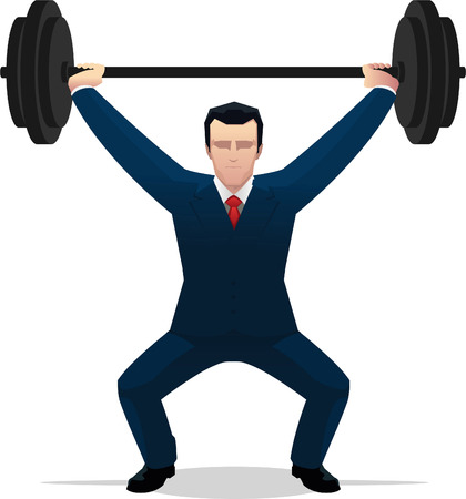 Strong Businessman lifting weight vector illustration.のイラスト素材