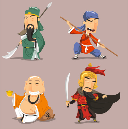 Chinese heroes cartoon charactersのイラスト素材