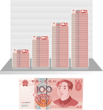 Chinese Yuan bill graph vector illustrationのイラスト素材