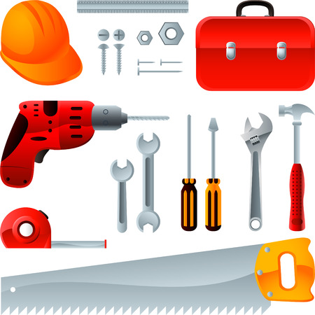 Construction equipment tools, vector iconsのイラスト素材