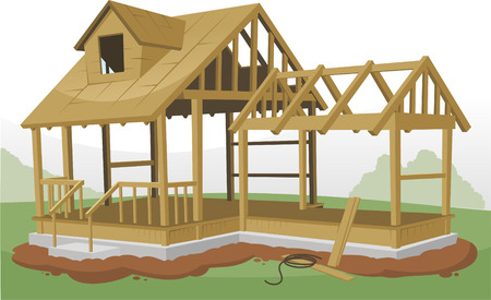 Home Construction Framing Structure, vector illustration cartoon.