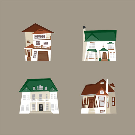luxury house vector illustration icon setのイラスト素材
