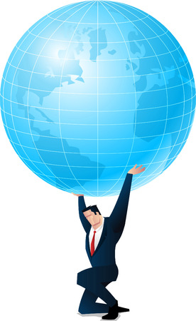 Man on his knees holding the world.のイラスト素材