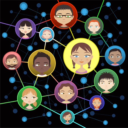 Connecting people through special characters Head and Shoulder Avatar Profile vector illustration.のイラスト素材