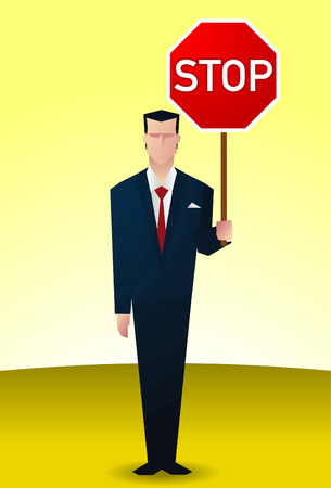 bussines man with stop sign.のイラスト素材