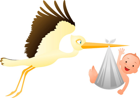 Stork delivering a baby vector illustrationのイラスト素材