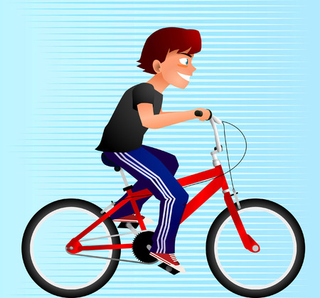 boy riding a bike, can be used separated.のイラスト素材