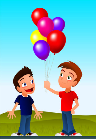 Boys with balloons.のイラスト素材