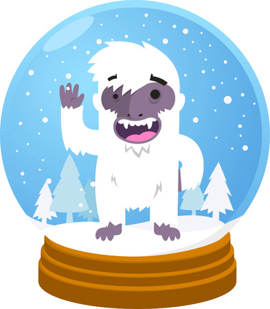 Yeti in Snow globe vector illustrationのイラスト素材