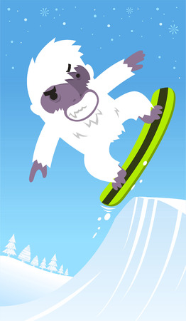 Snowboard Yeti skiing vector illustrationのイラスト素材