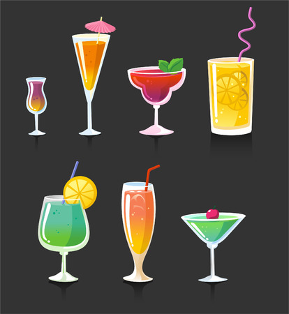 Drink drinks cocktail alcohol glasses, vector illustration cartoon.のイラスト素材