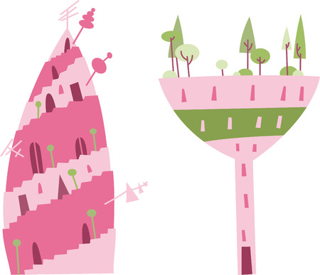 fairy castles and buildings collection.のイラスト素材