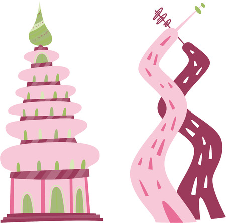 fairy castles and buildings collection.のイラスト素材