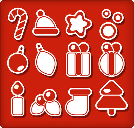 Christmas decorartion red iconsのイラスト素材