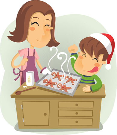 Cooking for christmas eveのイラスト素材