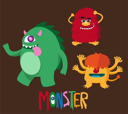 Cute monster vector cartoon setのイラスト素材