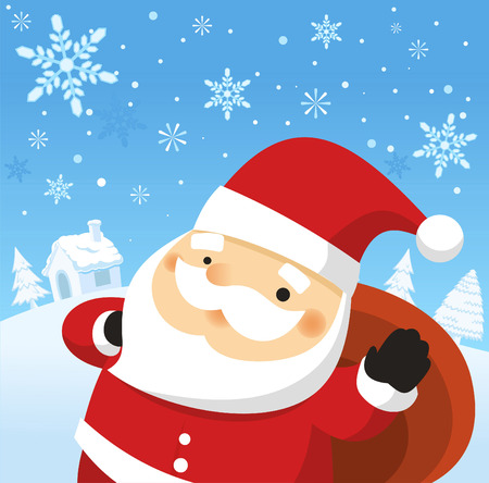 santa claus with christmas presents in north poleのイラスト素材