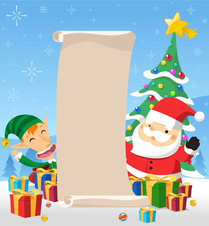 santa claus with list of christmas presentsのイラスト素材