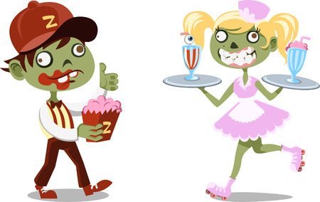 Halloween cartoon zombie vector illustrationsのイラスト素材