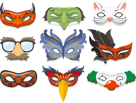 Halloween costume mask cartoon illustration iconsのイラスト素材