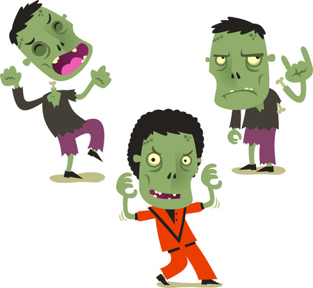 Halloween zombie cartoon action set vector illustrationのイラスト素材