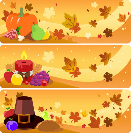 Thanksgiving day banner illustrationsのイラスト素材