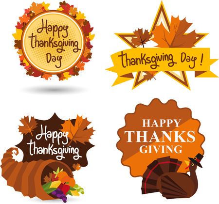 Thanksgiving day illustration emblemsのイラスト素材